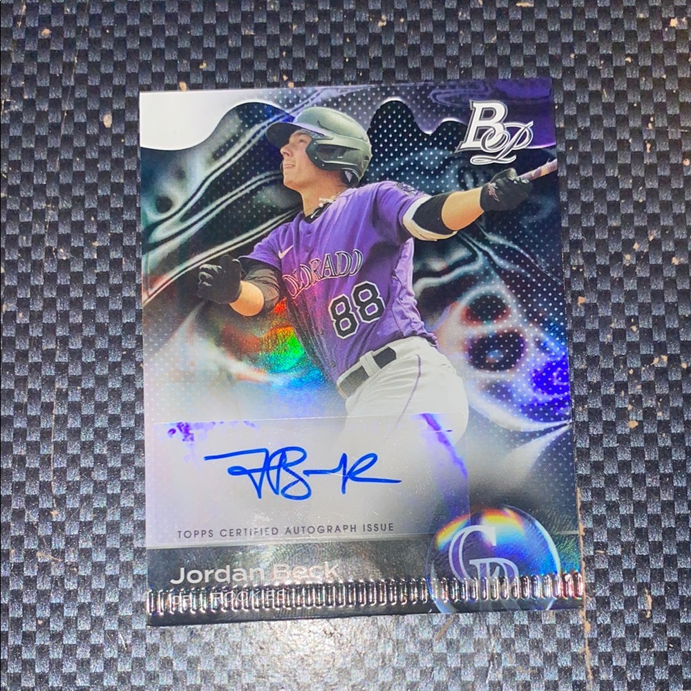 Topps Purple and Black Baseball Card with Autograph